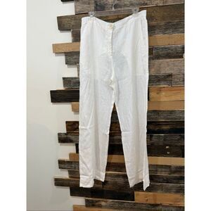 Flax linen white relax fit wide leg pants size M